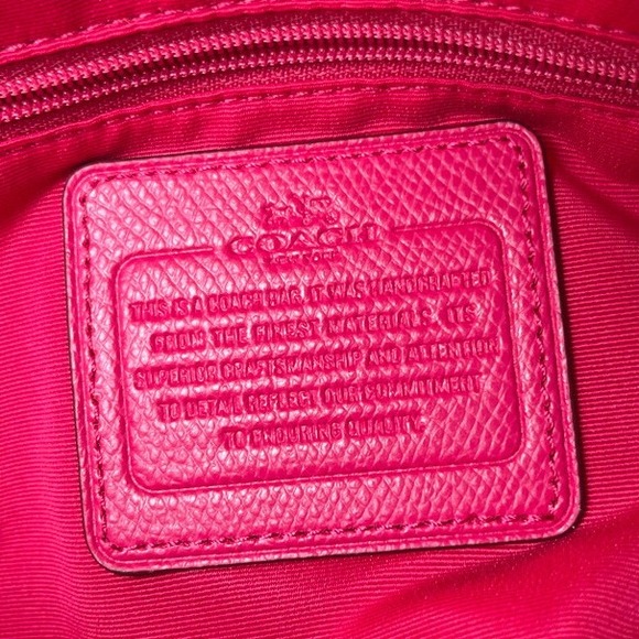 Coach Pink Crossgrain Leather Dome Satchel Double Zip Purse - Picture 3 of 11